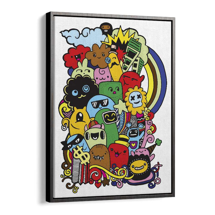 Hustling Doodle Art Artwork in Black Floater Frame