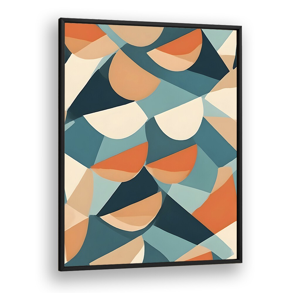 Half Cut By Uma Gokhale Abstract Art Print in Black Plain Frame