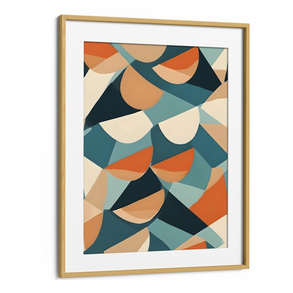 Half Cut By Uma Gokhale Abstract Art Print in Oak Wood Frame With Mount