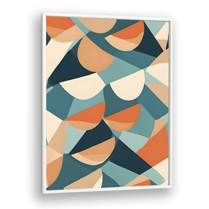 Half Cut By Uma Gokhale Abstract Art Print in White Plain Frame