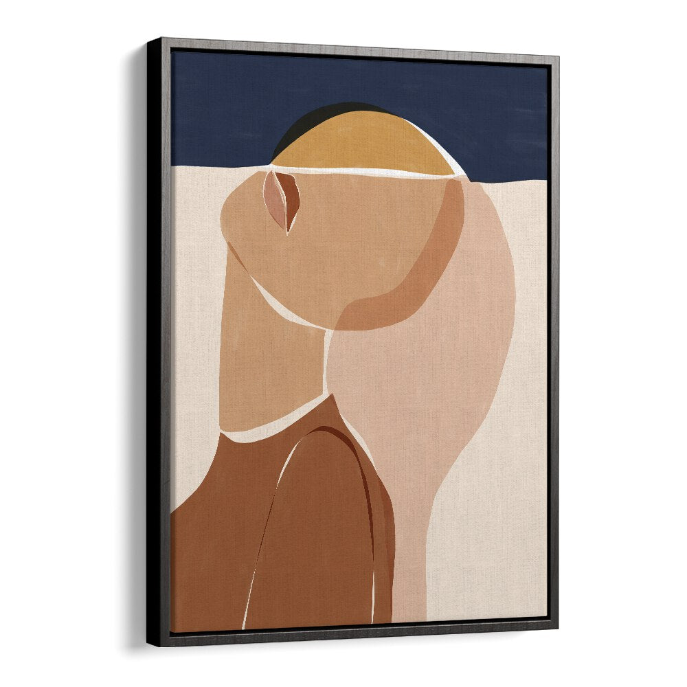 Half Face Half Sun By Ivy Green Women Illustration Paintings in Black Floater Frame