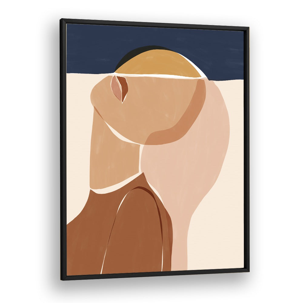 Half Face Half Sun By Ivy Green Women Illustration Paintings in Black Plain Frame