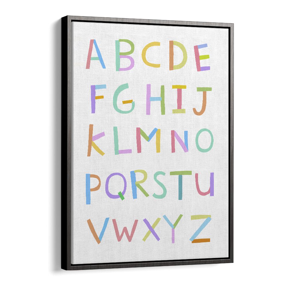 Hand Drawn Alphabet By Carla Daly Kids Painting in Black Floater Frame