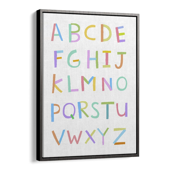 Hand Drawn Alphabet By Carla Daly Kids Painting in Black Floater Frame