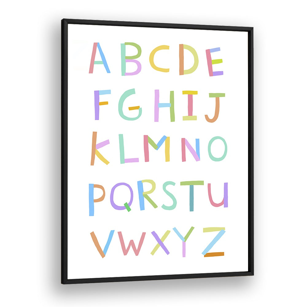 Hand Drawn Alphabet By Carla Daly Kids Painting in Black Plain Frame