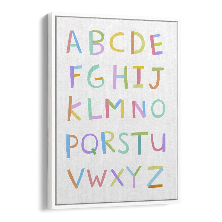 Hand Drawn Alphabet By Carla Daly Kids Painting in White Floater Frame