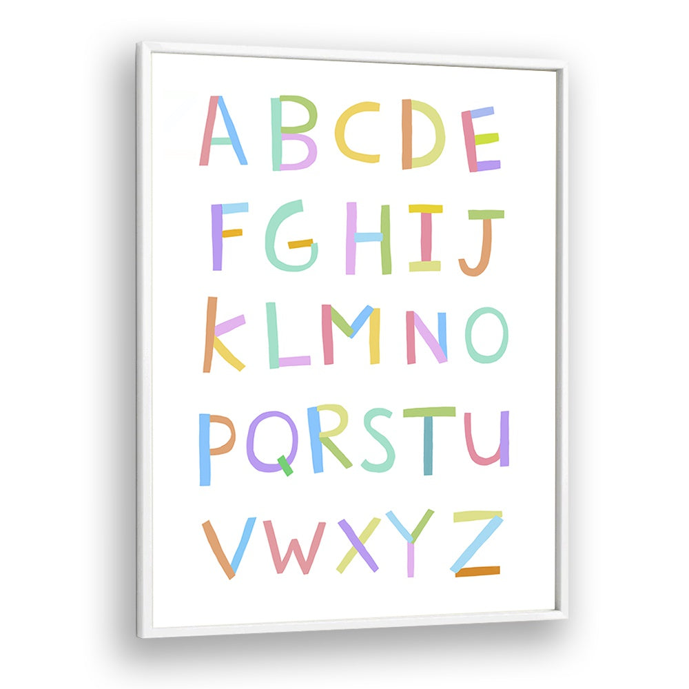 Hand Drawn Alphabet By Carla Daly Kids Painting in White Plain Frame