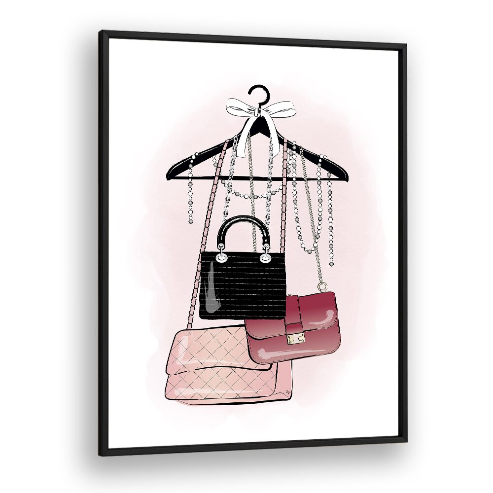 Handbag Stock by Martina Fashion Paintings Fashion Posters in Black Plain Frame