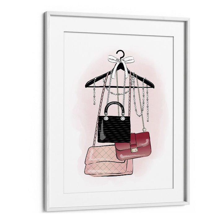 Handbag Stock by Martina Fashion Paintings Fashion Posters in White Frame With Mount