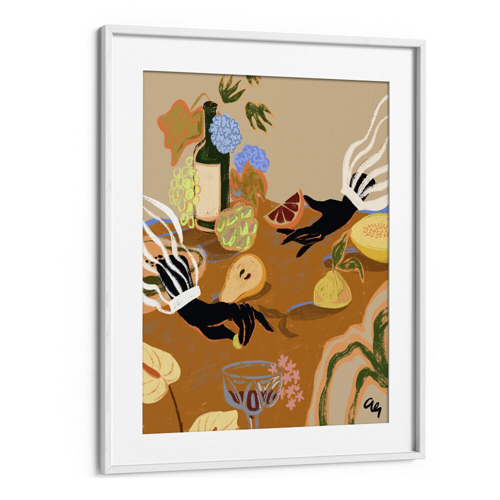 Handful Of Love By Arty Guava Wall Art Prints in White Frame With Mount