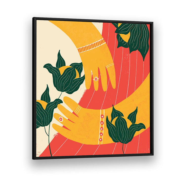 Hands by Shriya Bhattacharya Art Prints in Black Plain Frame