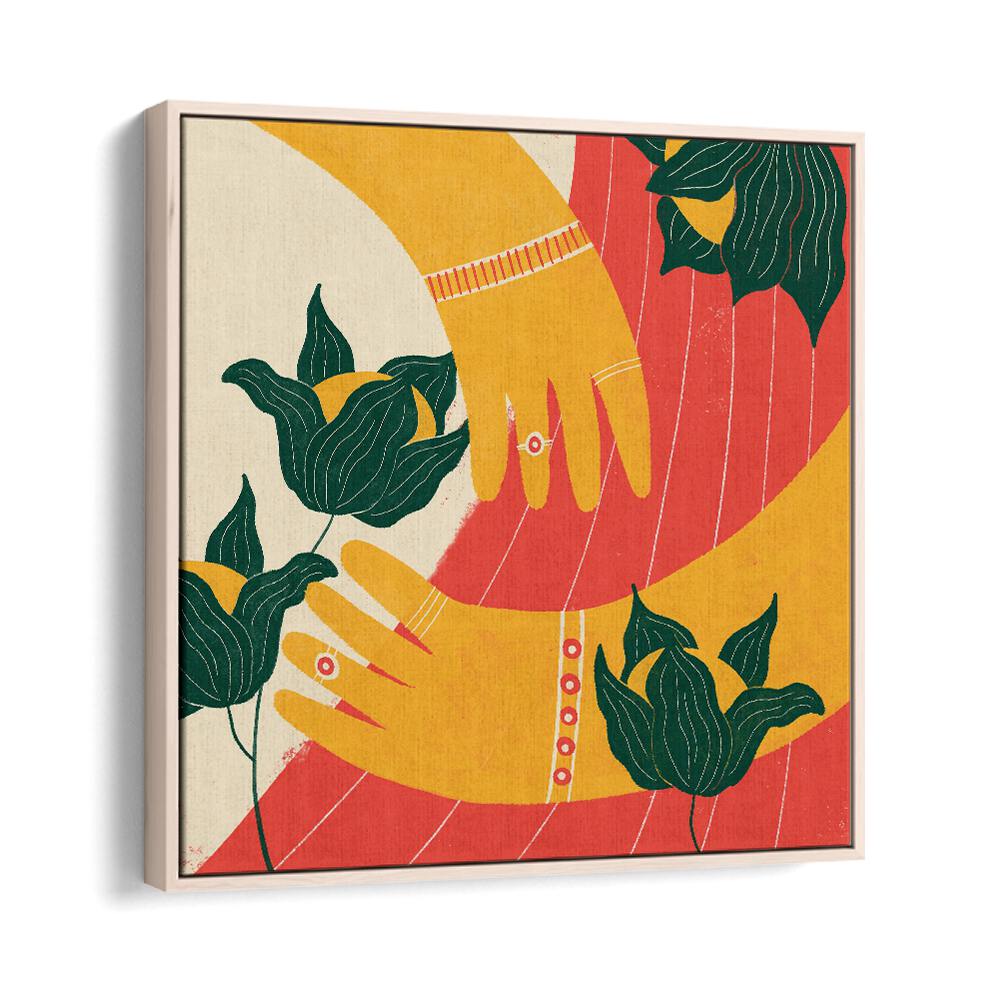 Hands by Shriya Bhattacharya Art Prints in Oak Wood Floater Frame