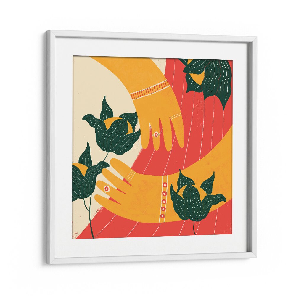 Hands by Shriya Bhattacharya Art Prints in White Frame With Mount