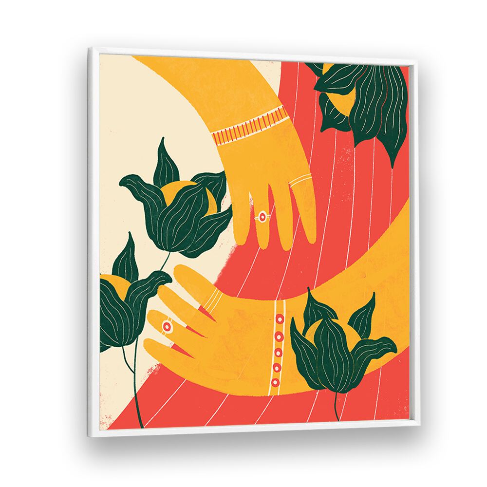 Hands by Shriya Bhattacharya Art Prints in White Plain Frame