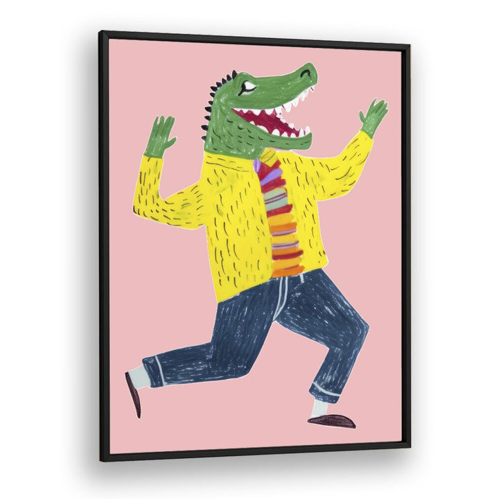 Happy Croc  Kids Paintings in Black Plain Frame