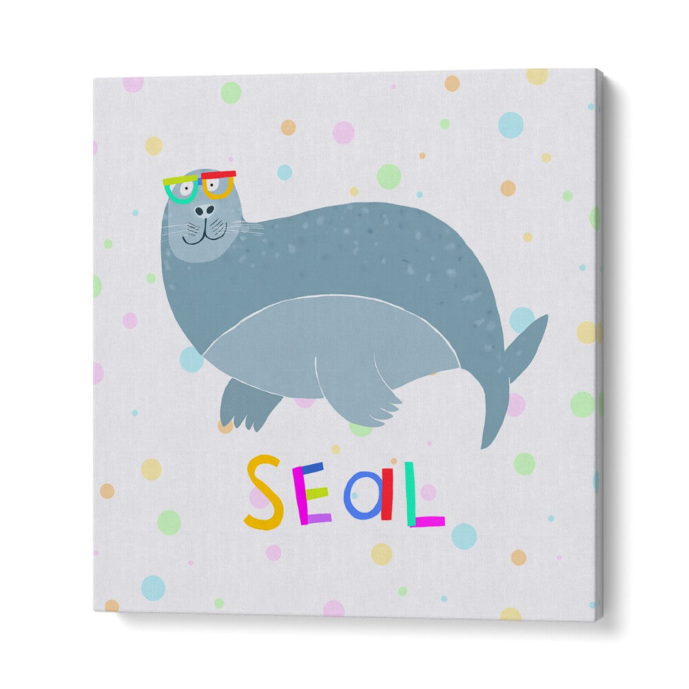 Happy Seal Wearing A Large Pair Of Glasses By Carla Daly Kids Room Painting in Gallery Wrap