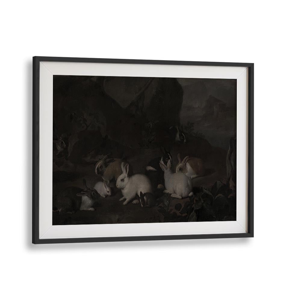 Haunted Hoppity Gothic Wall Art Prints in Black Frame With Mount