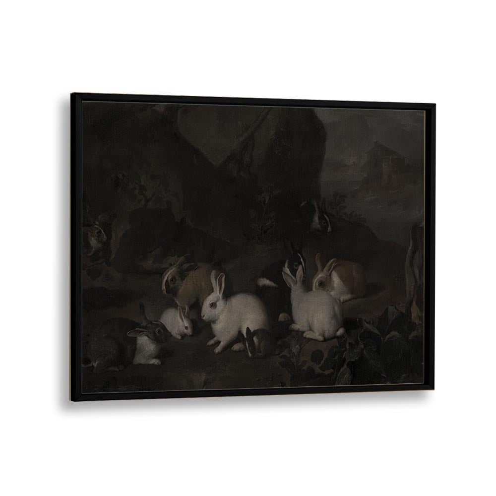 Haunted Hoppity Gothic Wall Art Prints in Black Plain Frame