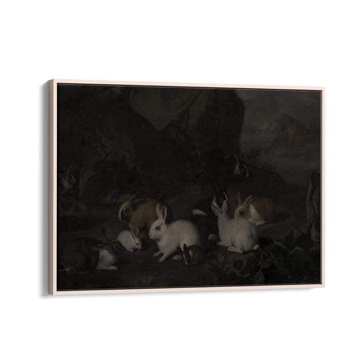 Haunted Hoppity Gothic Wall Art Prints in Oak Wood Floater Frame