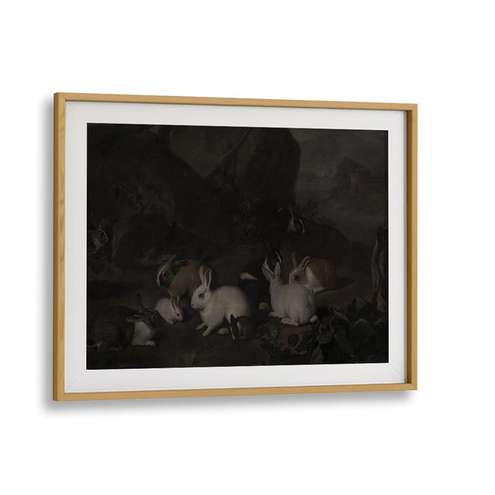 Haunted Hoppity Gothic Wall Art Prints in Oak Wood Frame With Mount