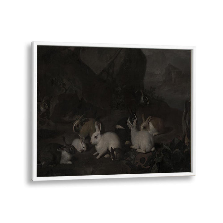 Haunted Hoppity Gothic Wall Art Prints in White Plain Frame