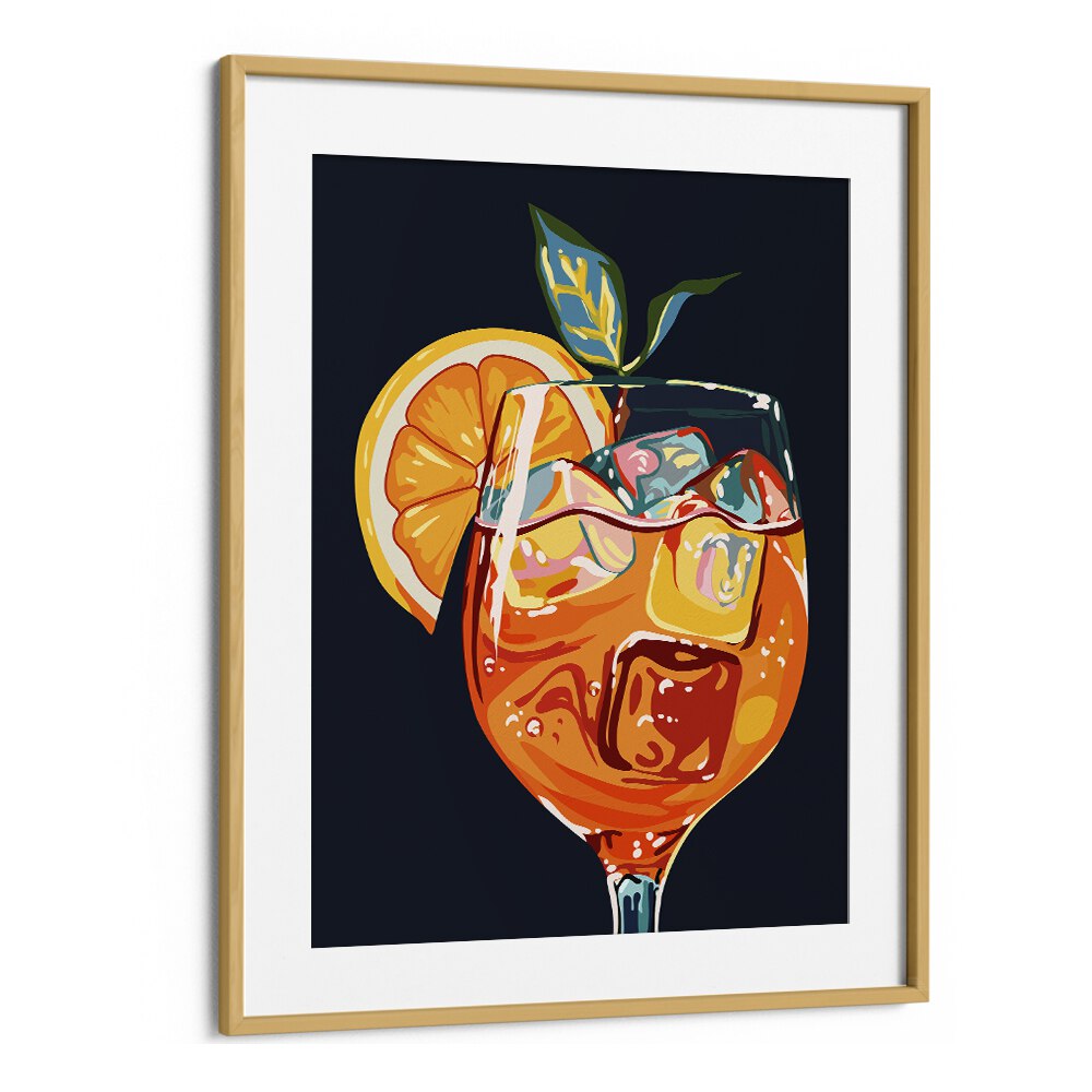 Hawaiian Cocktail By Uma Gokhale Bar and Cafe Poster in Oak Wood Frame With Mount