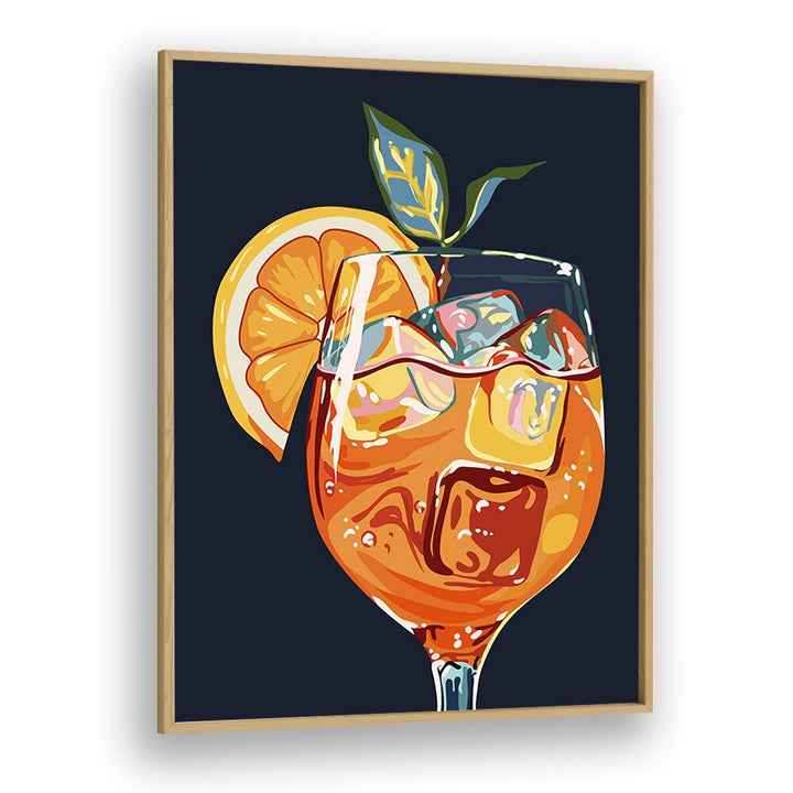 Hawaiian Cocktail By Uma Gokhale Bar and Cafe Poster in Oak Wood Plain Frame