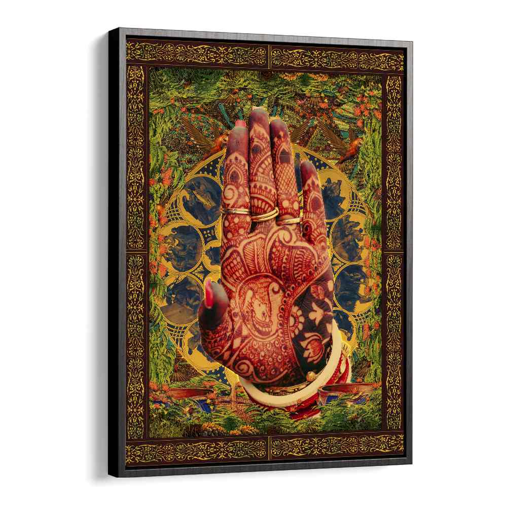 Henna Hand By Cosmo Zach Surreal Art Prints Surrealism in Black Floater Frame