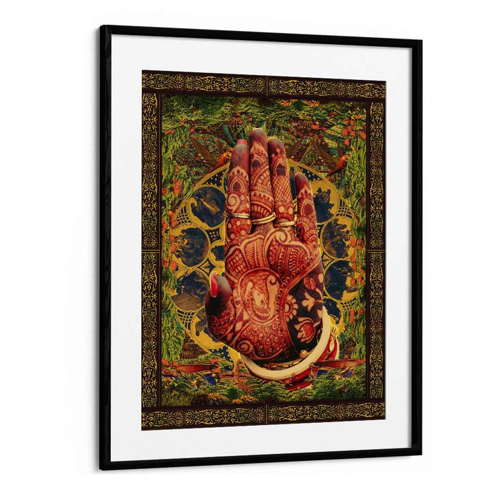 Henna Hand By Cosmo Zach Surreal Art Prints Surrealism in Black Frame With Mount