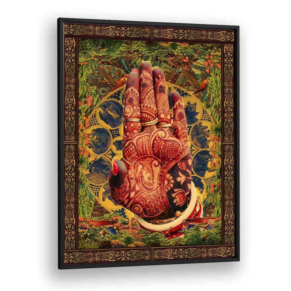 Henna Hand By Cosmo Zach Surreal Art Prints Surrealism in Black Plain Frame