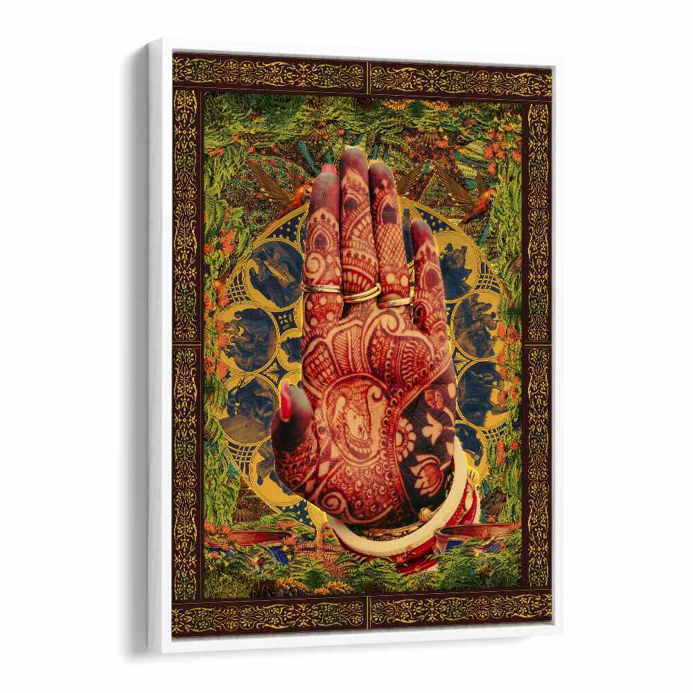 Henna Hand By Cosmo Zach Surreal Art Prints Surrealism in White Floater Frame