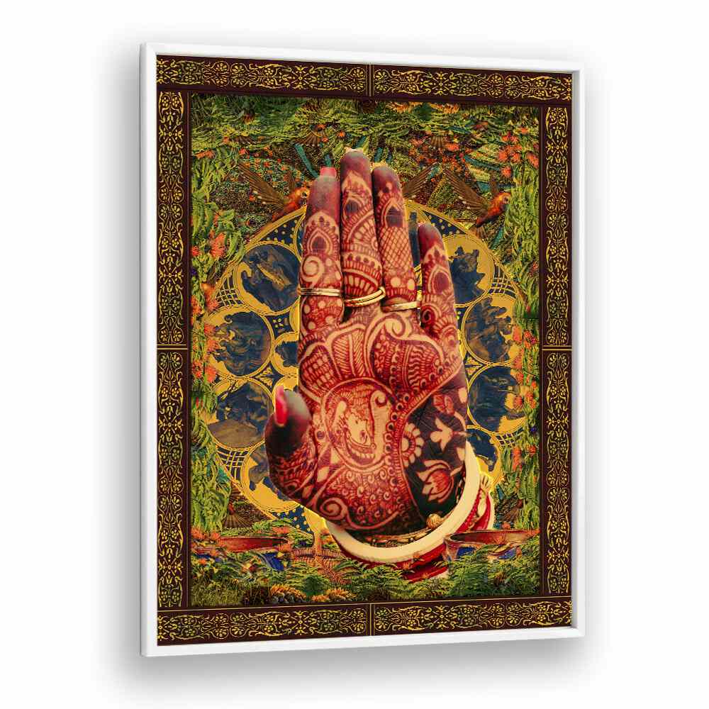 Henna Hand By Cosmo Zach Surreal Art Prints Surrealism in White Plain Frame