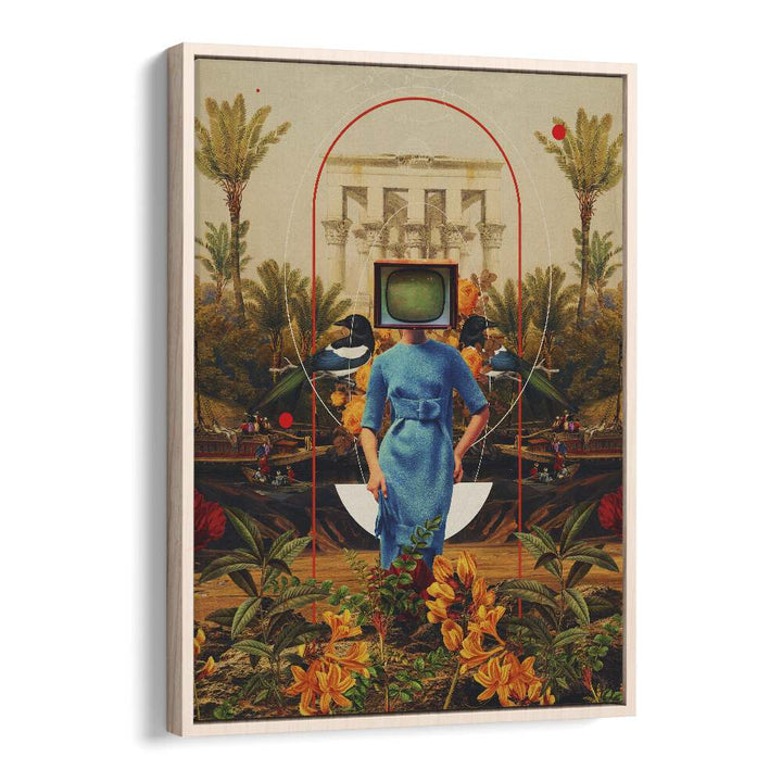 Her Asymmetries By Frank Moth Surreal Art Prints Surrealism in Oak Wood Floater Frame