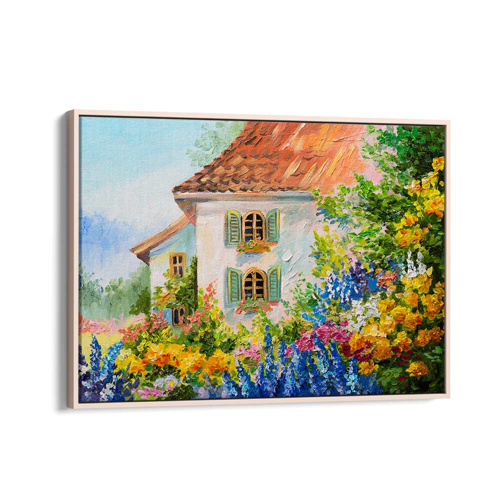 Heritage Homesteads Vintage European Paintings in Oak Wood Floater Frame