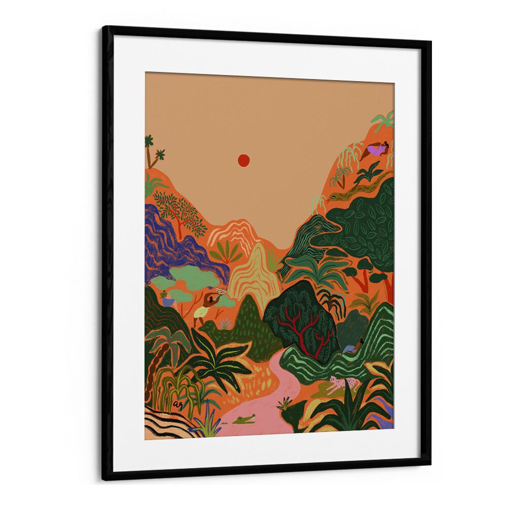 Hidden Paradise II By Arty Guava Wall Art Prints in Black Frame With Mount