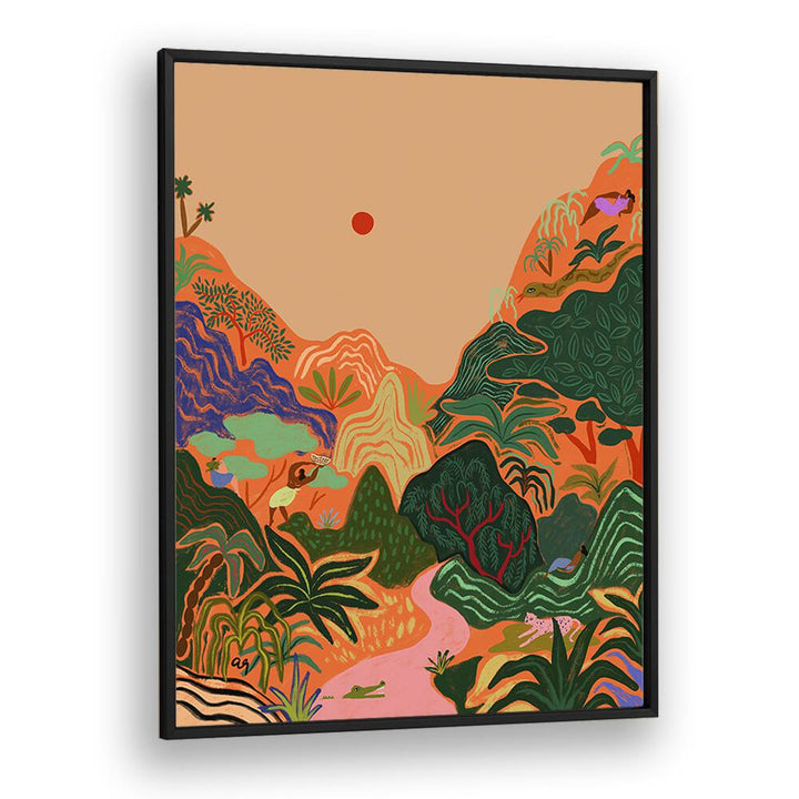 Hidden Paradise II By Arty Guava Wall Art Prints in Black Plain Frame