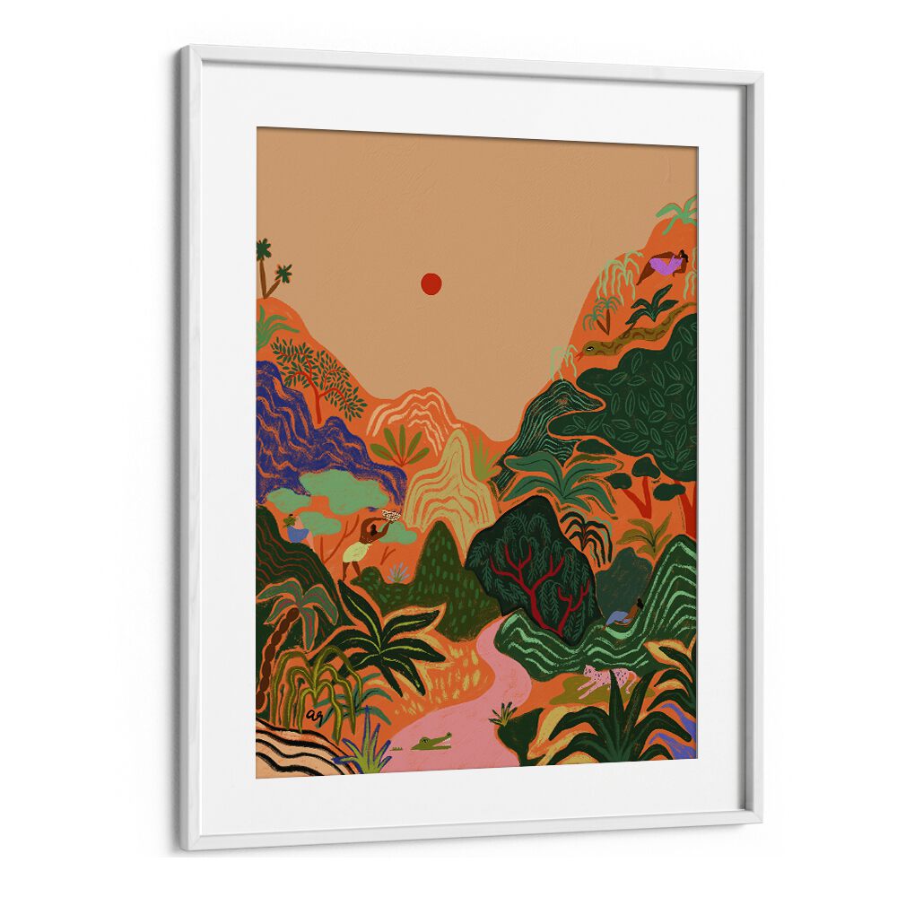 Hidden Paradise II By Arty Guava Wall Art Prints in White Frame With Mount