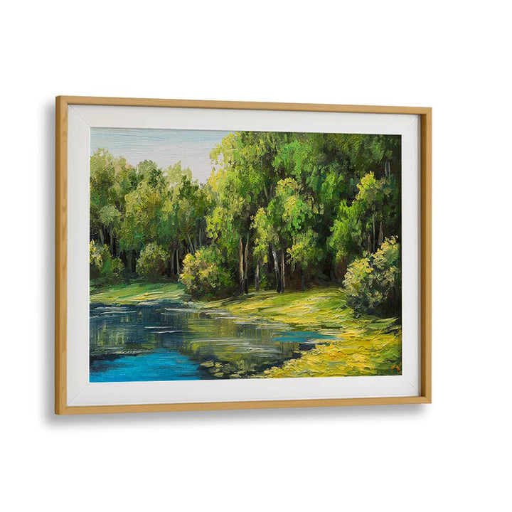 Hidden Waters Vintage European Paintings in Oak Wood Frame With Mount