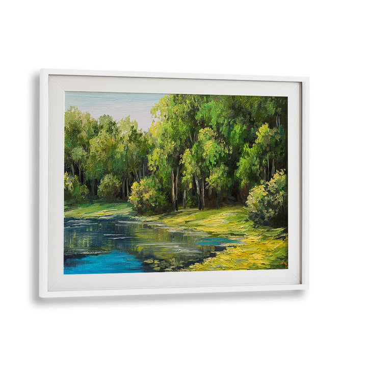 Hidden Waters Vintage European Paintings in White Frame With Mount