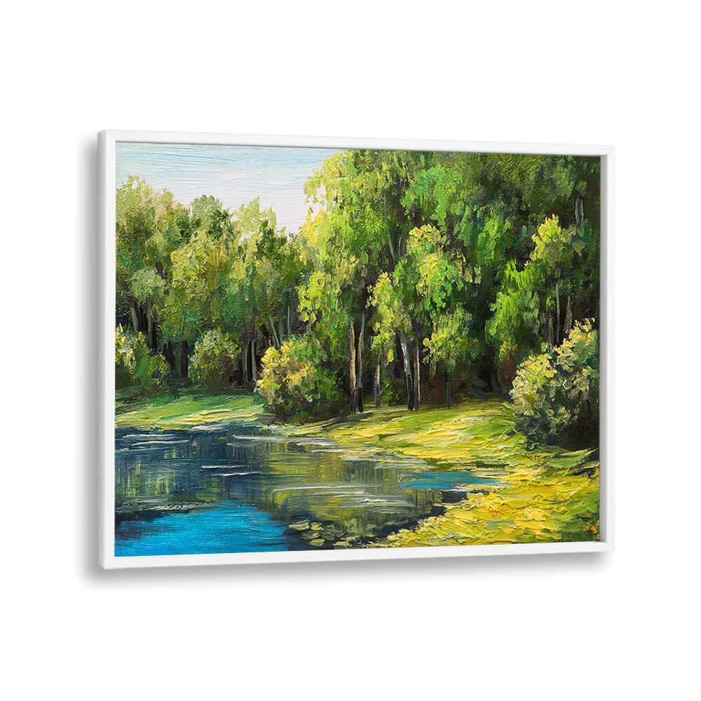 Hidden Waters Vintage European Paintings in White Plain Frame