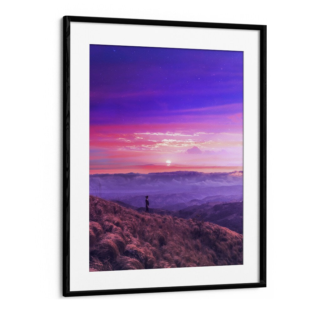 Hike by Ritvik Takkar Surrealism in Black Frame With Mount