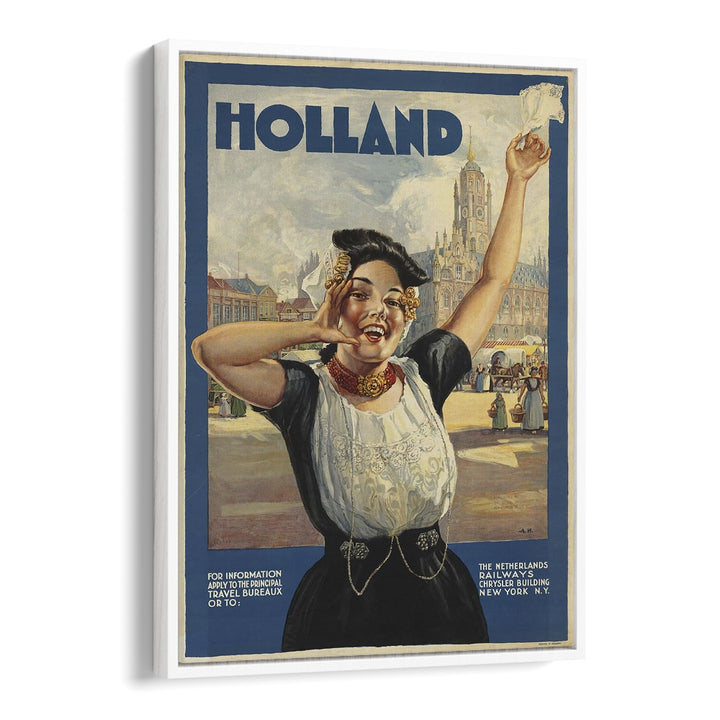 Holland Retro Vintage Travel Vintage Travel Posters in White Floater Frame