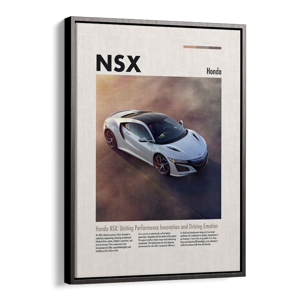 Honda NSX Car Posters Automotive Wall Art Prints in Black Floater Frame