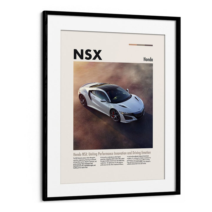 Honda NSX Car Posters Automotive Wall Art Prints in Black Frame With Mount