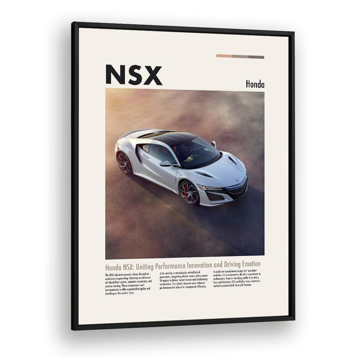 Honda NSX Car Posters Automotive Wall Art Prints in Black Plain Frame