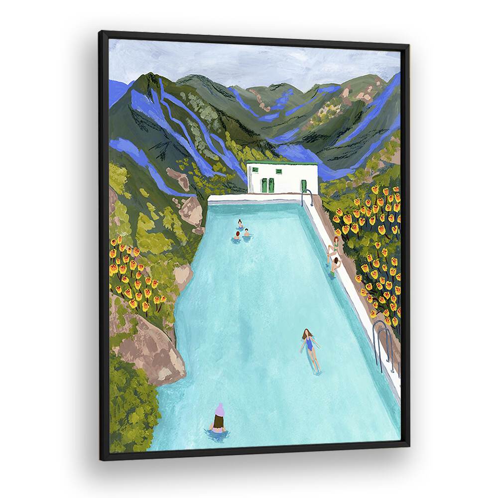 Hotsprings By Sarah Gesek Landscape Art Prints in Black Plain Frame