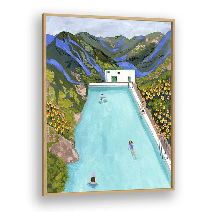 Hotsprings By Sarah Gesek Landscape Art Prints in Oak Wood Plain Frame