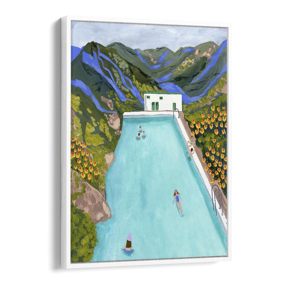 Hotsprings By Sarah Gesek Landscape Art Prints in White Floater Frame