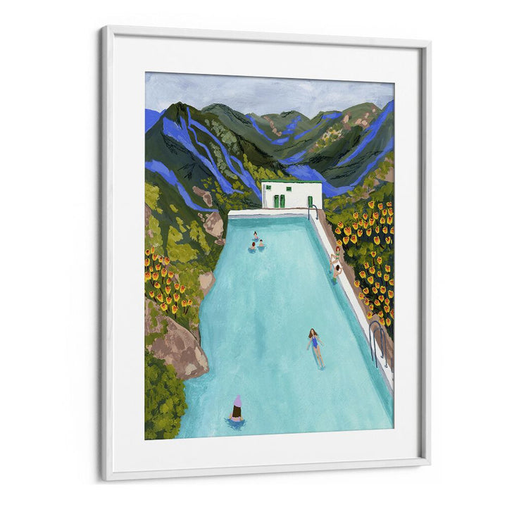 Hotsprings By Sarah Gesek Landscape Art Prints in White Frame With Mount