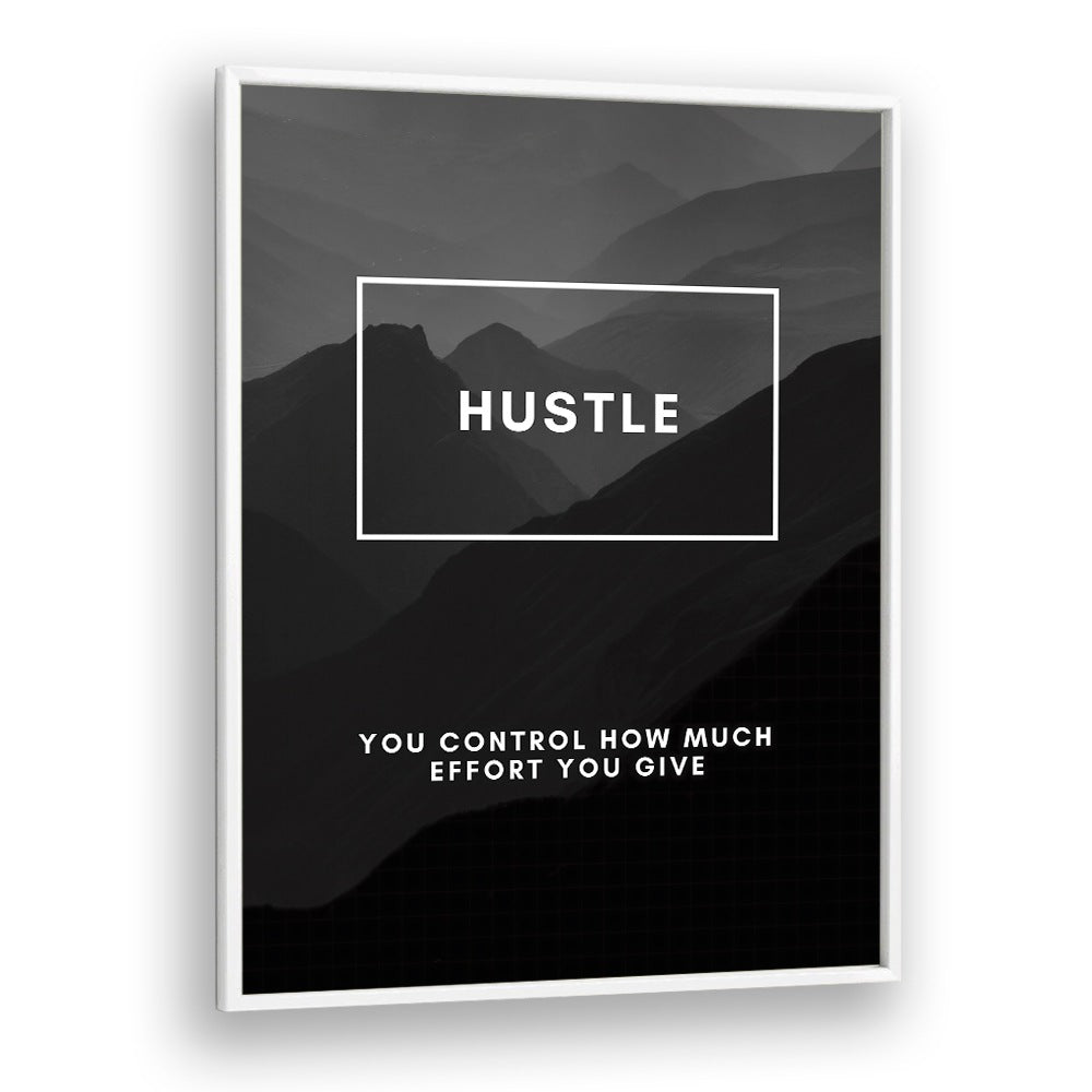HUSTLE III, QUOTES poster in a white frame, perfect for inspiring motivation in your space.